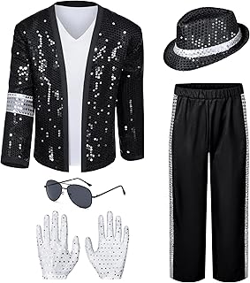 Mens Dance Star Costume for Adult 80s 90s Glitter Pop Stage Party Halloween Cosplay