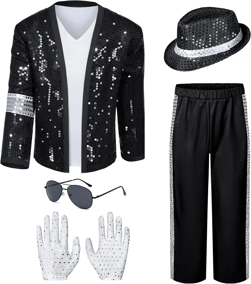 Fantasia masculina de estrela de dança para adultos dos anos 80 e 90 com glitter, festa de Halloween, cosplay