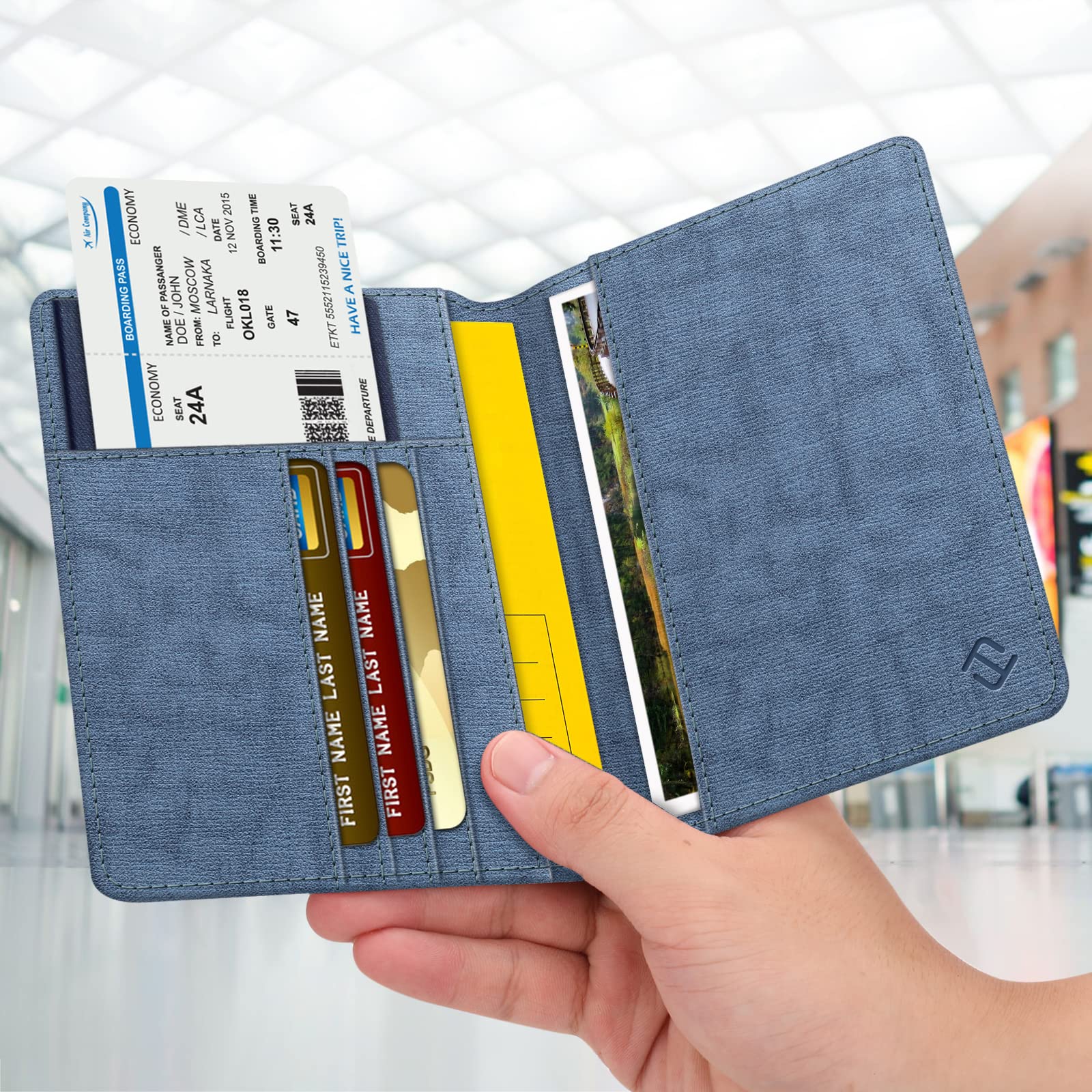 FINTIE Porta Passaporto da Viaggio Portafoglio con Protezione RFID per Carta di Credito ID Documenti Custodia,