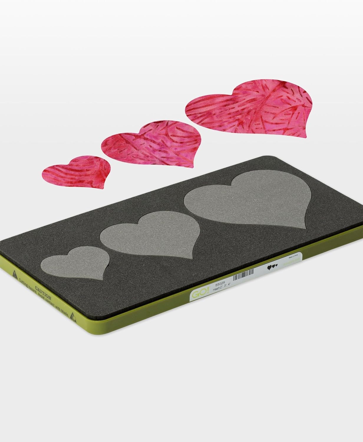 AccuQuilt GO! Fabric Cutting Dies; Heart 2-inch; 3-inch & 4-inch