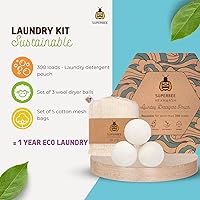 Vista 2 de SuperBee Kit de lavandería - Kit de viaje de lavandería ecológico - Ropa de lavandería para pieles sensibles sin químicos - Alternativa