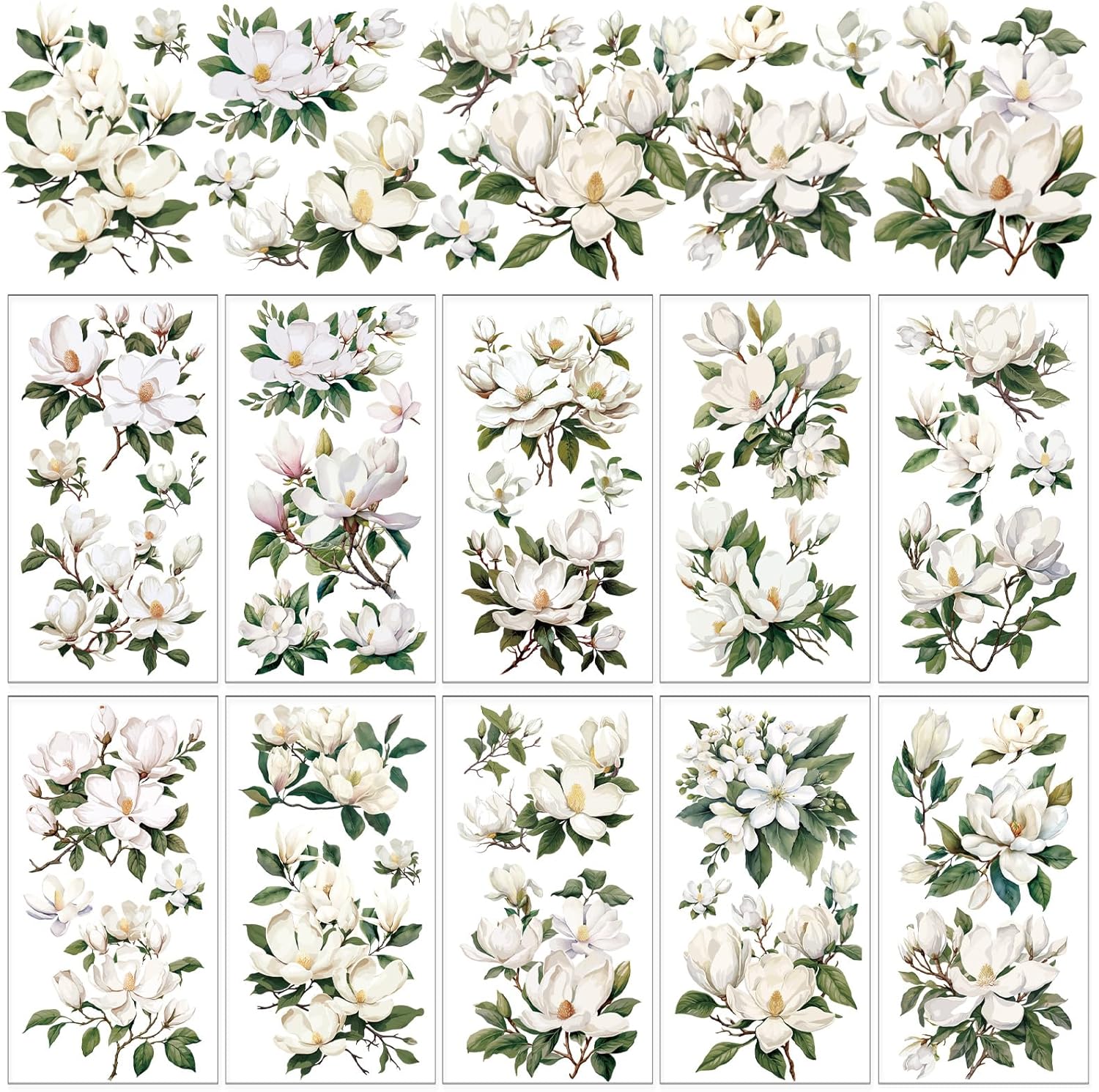 Amazon.com: Whaline 10 Sheets White Magnolia Rub on Transfer for Crafts ...
