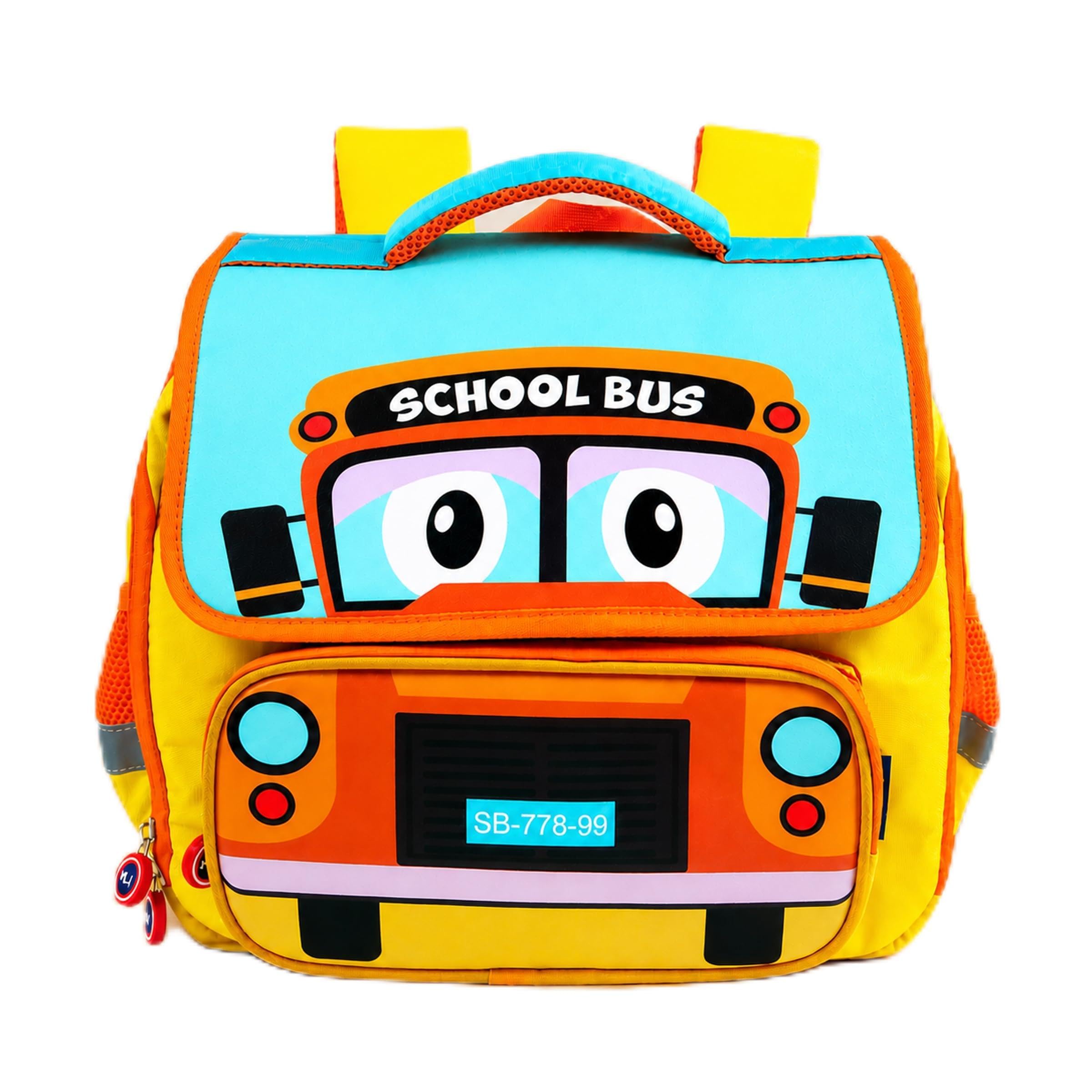 Cute School Bus Design Rectangular Shape Bagpack for Preschool | kindergarten | KG-1 | KG-2| School Picnic Travel Bag For Kids Age 2-7yrs (Yellow)-image-41
