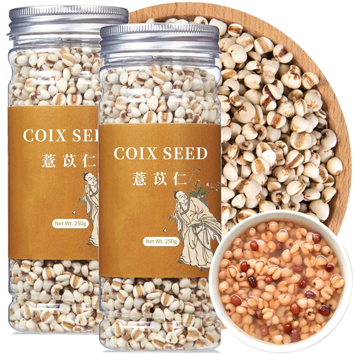 Wanhua Hall Job's Tears Grain Coix Seed Jobs Tears Seeds 18oz/500g Natural Pearl Barley Coix Rice No addition No Sugar薏米 薏仁 薏仁米