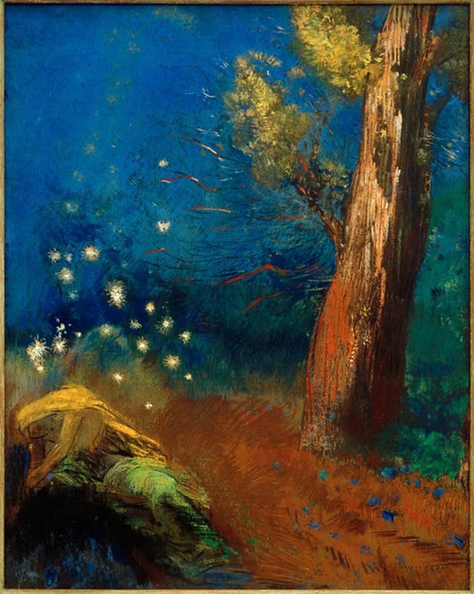 SERENDIPITP Retro Picture Poster Wall Art Pictures Painting the Death of the Buddha by Odilon Redon Wall Art Canvas Print for Wall Decor 60x90cm