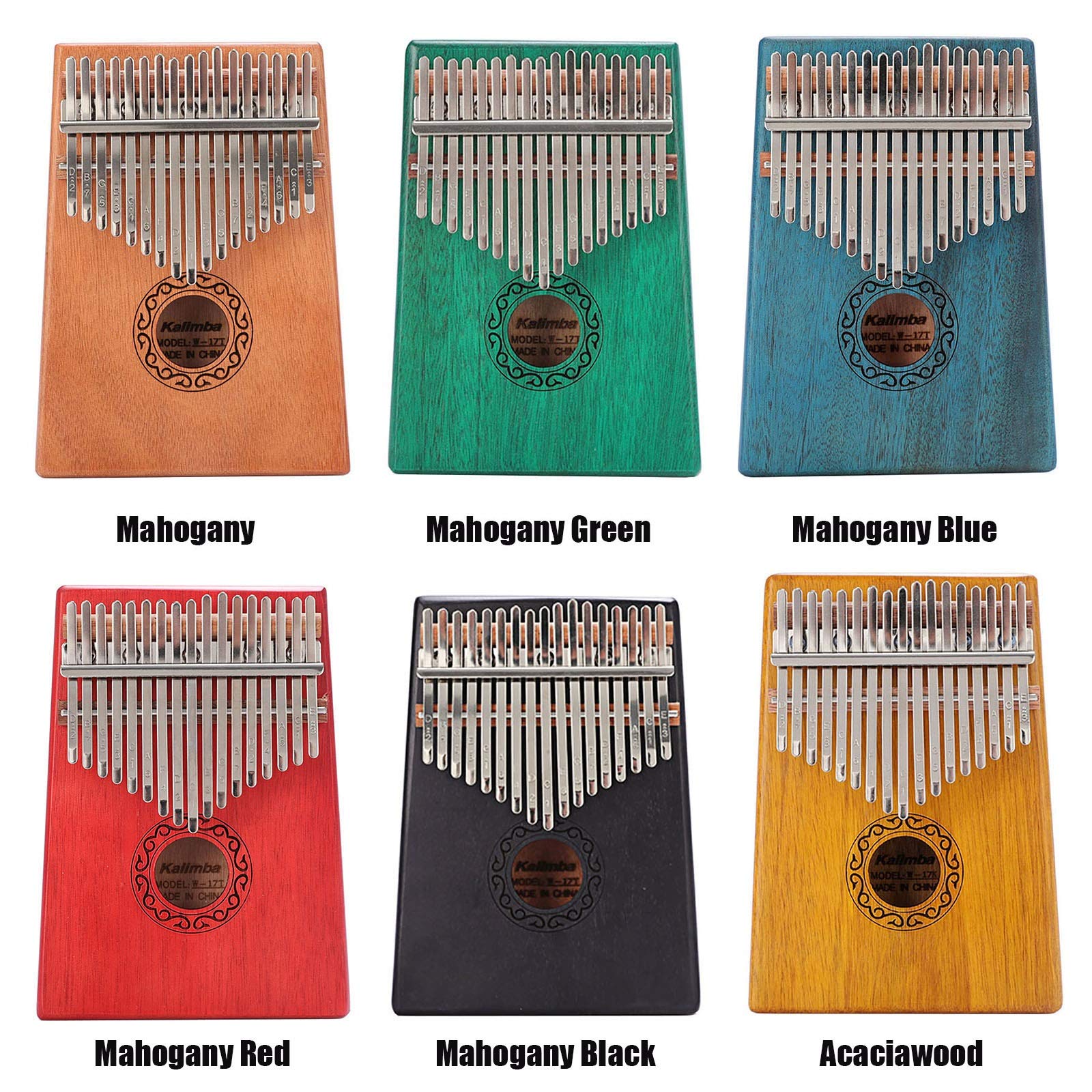 Professionelle 17 Schlüssel Thumb Piano Kalimba, Natürliche Mahagoni Massivholz Mbira Finger Piano Musikinstrument Geschenke für Kinder Erwachsene Anfänger (Color : Red)