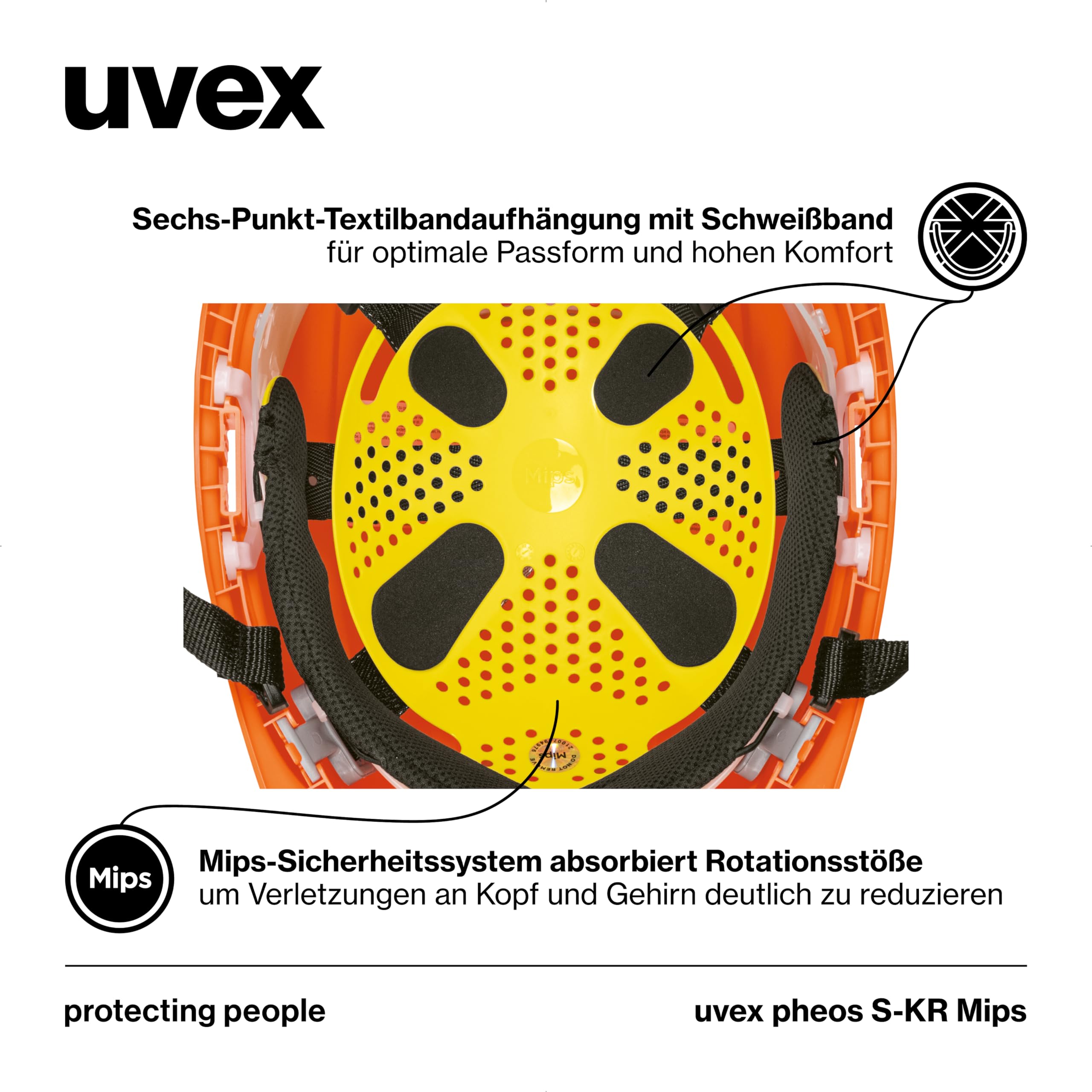 Casco Protector de Alta Visibilidad uvex pheos S-KR MIPS® Naranja, Talla única