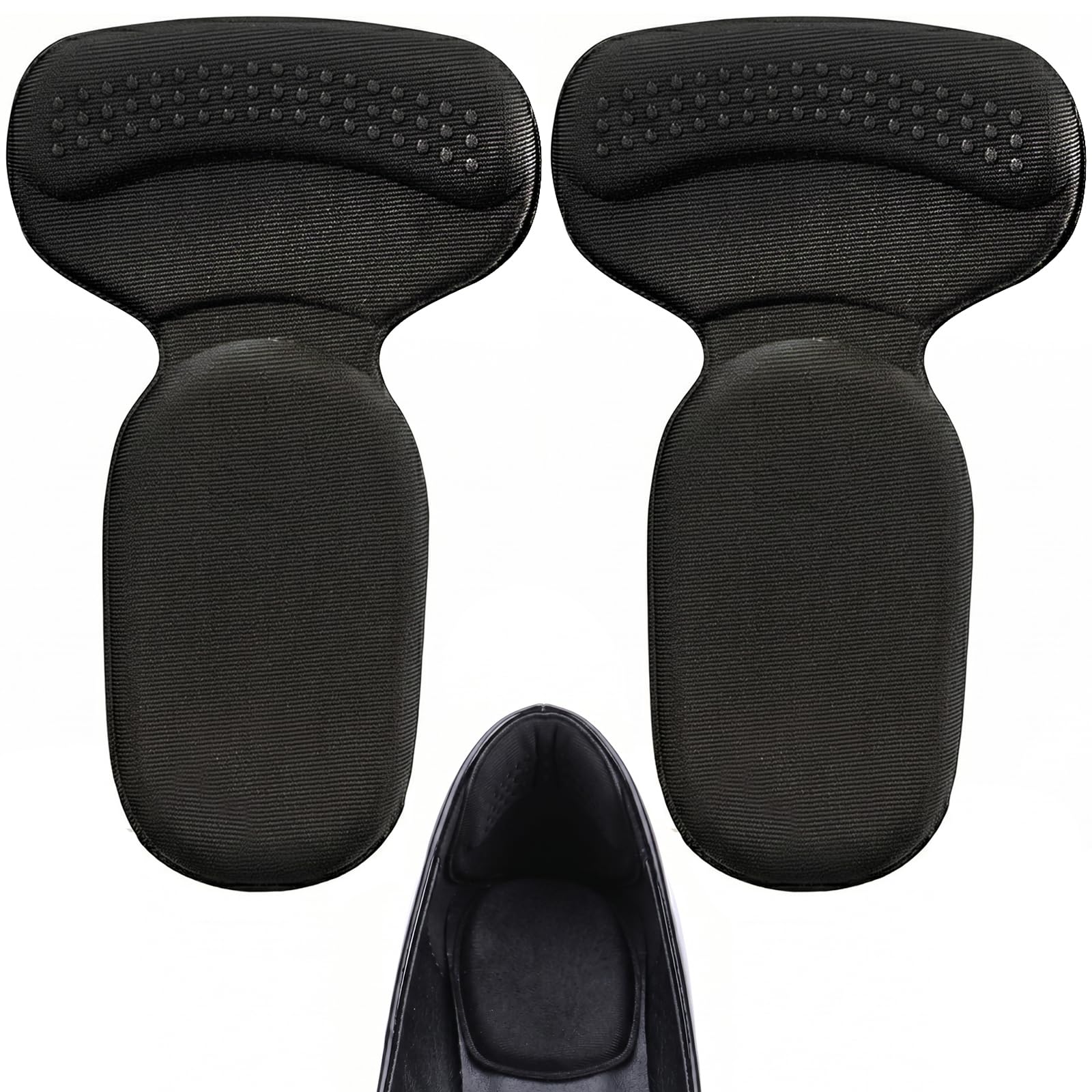 PHIXBEAR Heel Pads for Too Big &amp; Loose Shoes, Heel Pain Relief, Stop Heel Slip and Blister, Large Heel Grips Cushion Inserts to Make Men &amp; Women Shoes Smaller Tighter (1 Pairs Black