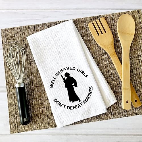 Miniatura 5 de ZJXHPO Toalla de cocina inspirada en la película, toalla absorbente de gofres de princesa Leia, con buen comportamiento, Gils Don't Defeat Empires,