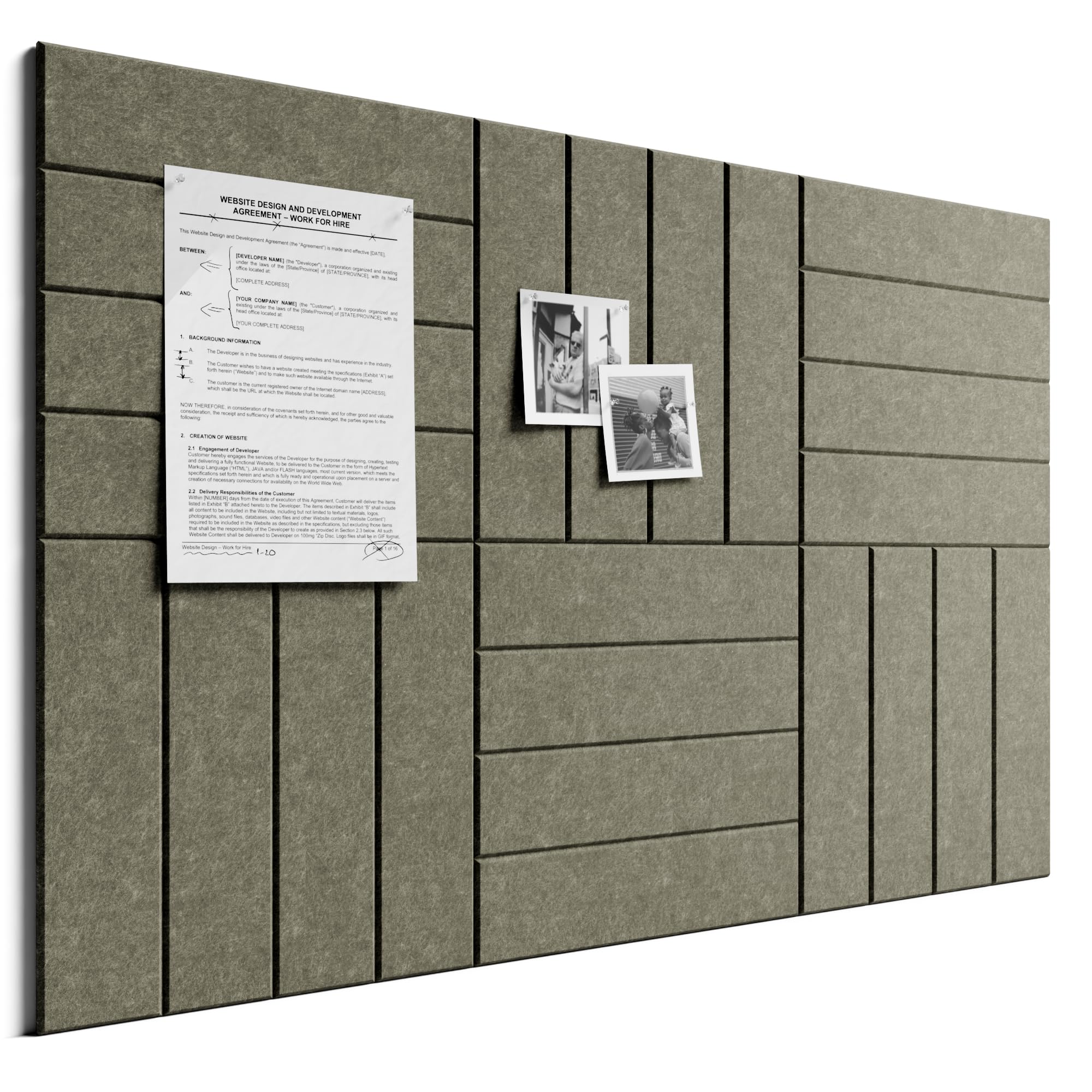 Bumusty Large Cork Board Alternative-36 x 24" Felt Bulletin Board Tiles, with 30 Pushpins, 40 Adhesive Tabs, 6-Pack Slat Wall Paneling, Cork Boards for Office Push Pin Board Felt Board-Earth Brown — image 1