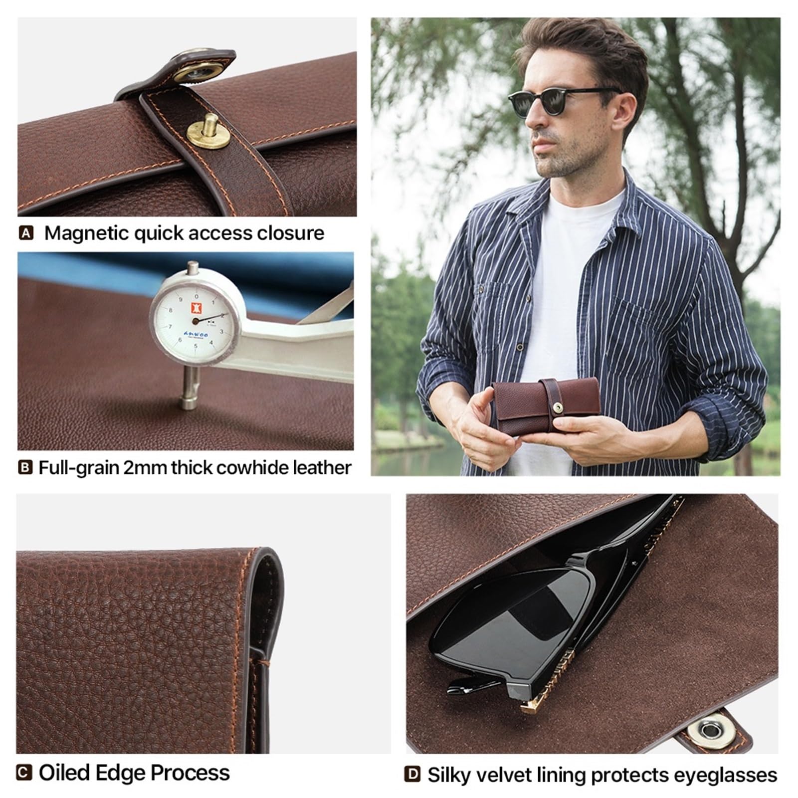 1Pcs Handmade Retro Echte Gläser Abdeckung Fall Lagerung Tasche Sonnenbrille Schutz Box Brillen Halter Männer Frauen Für Sonnenbrille