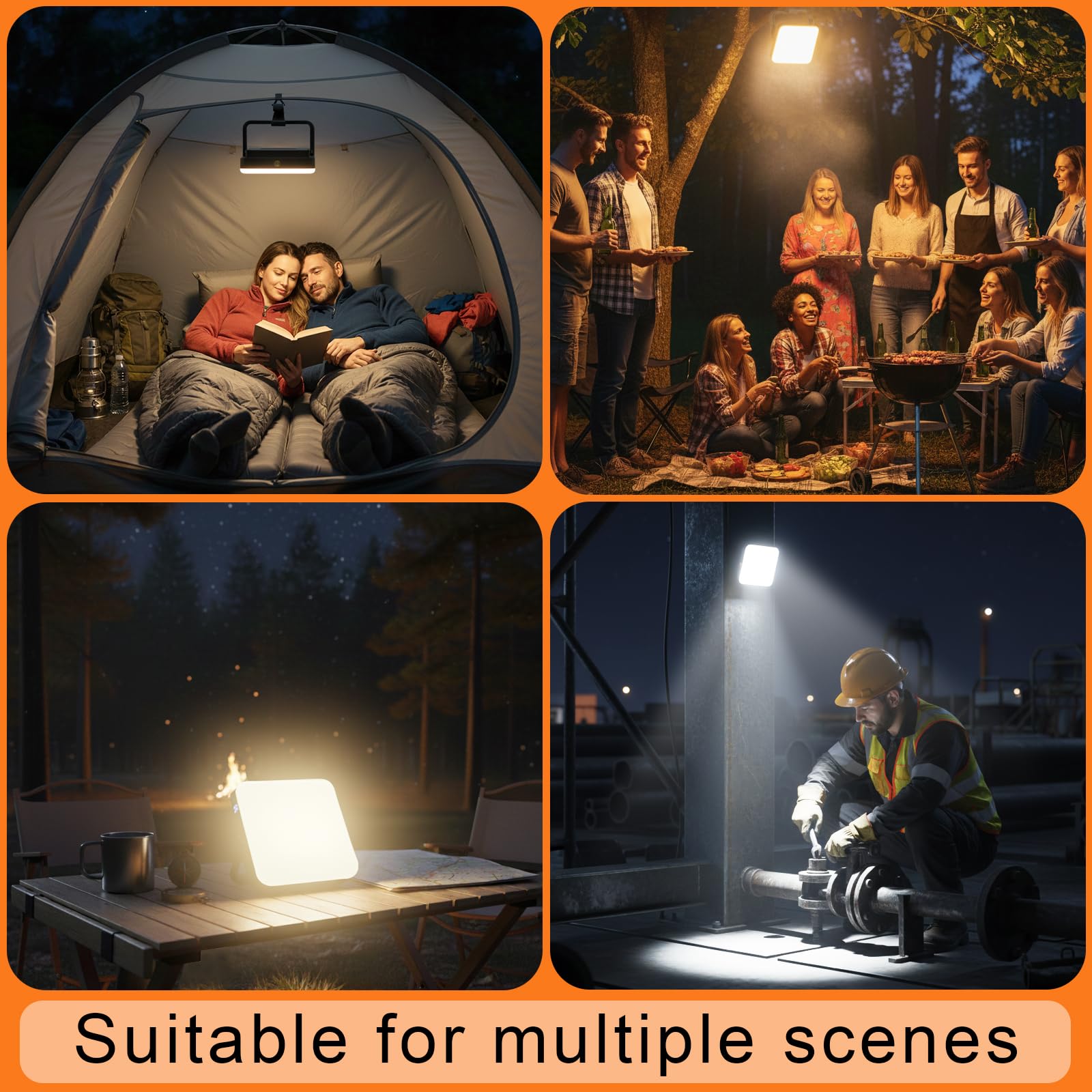LED Camping Laterne Wiederaufladbar, 10000mAh Tragbare Campingleuchten Bis zu 90 Stunden & 4 Lichtmodi, IPX5 Wasserdicht Camping Essentials für Stromausfälle, Notfall, Zelt, Outdoor (Schwarz)