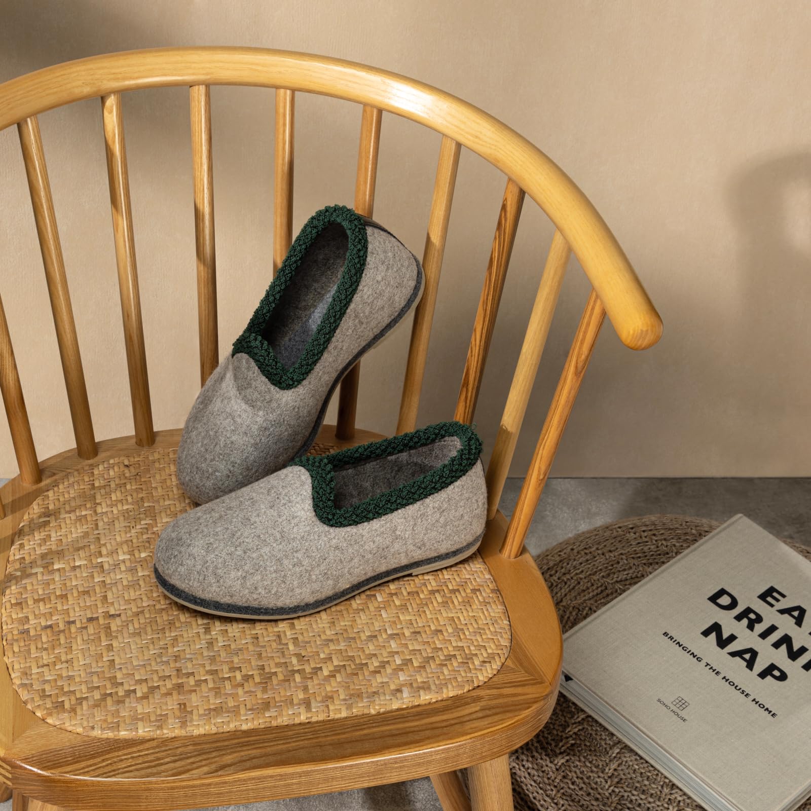 Pantoffelmann Filzpantoffeln aus 70% Wolle mit Gummisohle, Grau, Gr. 43