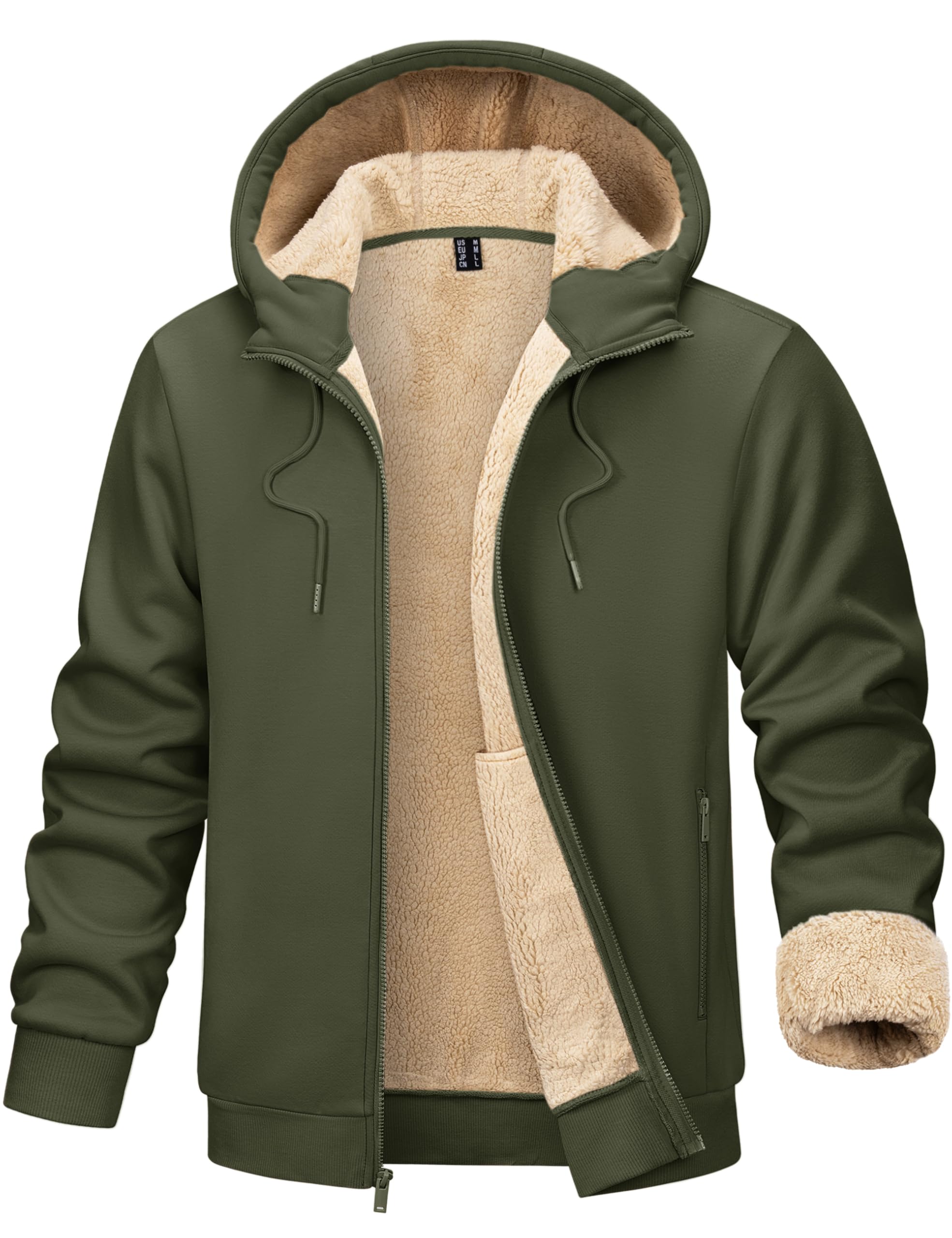 TACVASEN Herren Gefüttert Kapuzenpullover Hoodie Sweatjacke Fleecejacke Langarm Jacke
