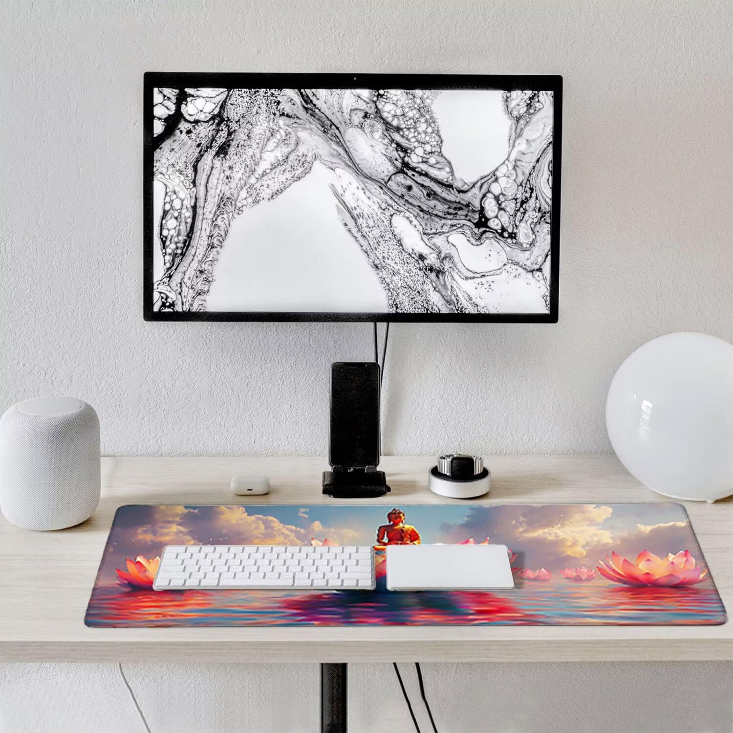 Podkładka pod mysz dla graczy, XXL, 1200 x 400 mm, wodoodporna i antypoślizgowa, duża podkładka na stół do biura i domu, poprawia precyzję i prędkość, akcesoria gamingowe (Lotus Zen) V-509