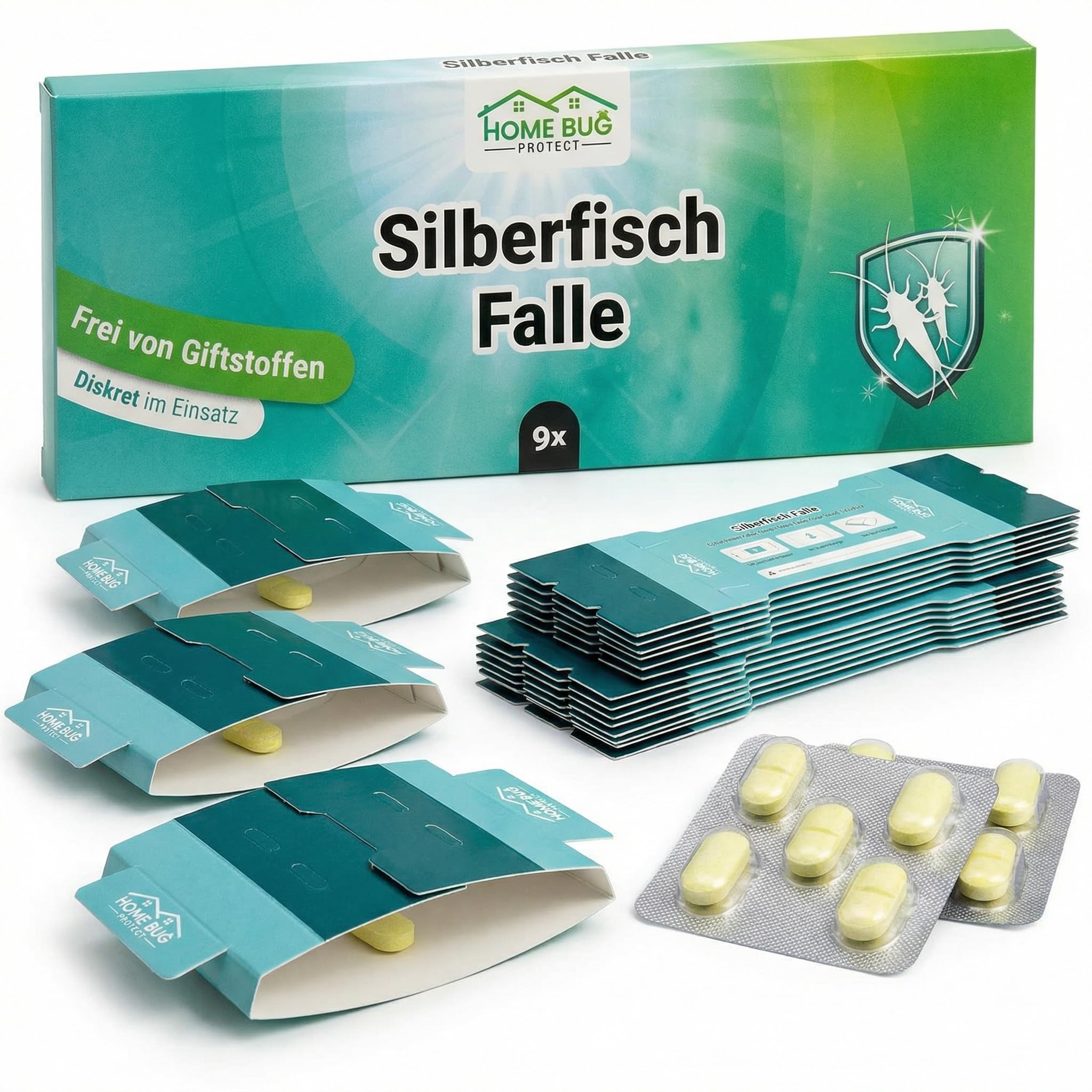 HomeBugProtect Silberfischfalle 9 Stück – Monitoring-Klebefalle
