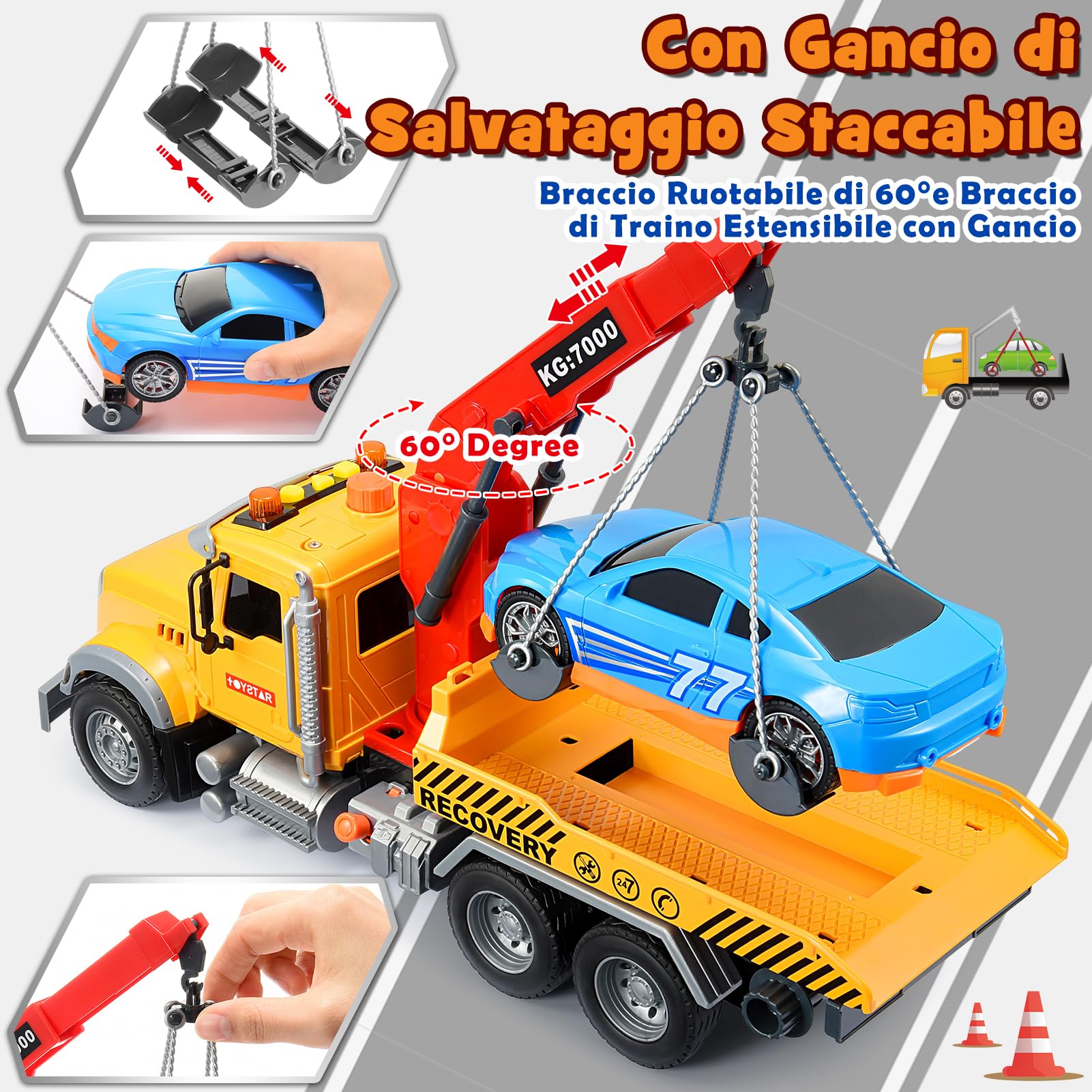 EUCOCO Giocattoli per bambini a partire dai 3 4 5 6 anni, giocattolo da traino a partire dai 3 agli 8 anni, regalo per ragazzi da 3 a 8 anni, giocattolo per il trasporto di auto