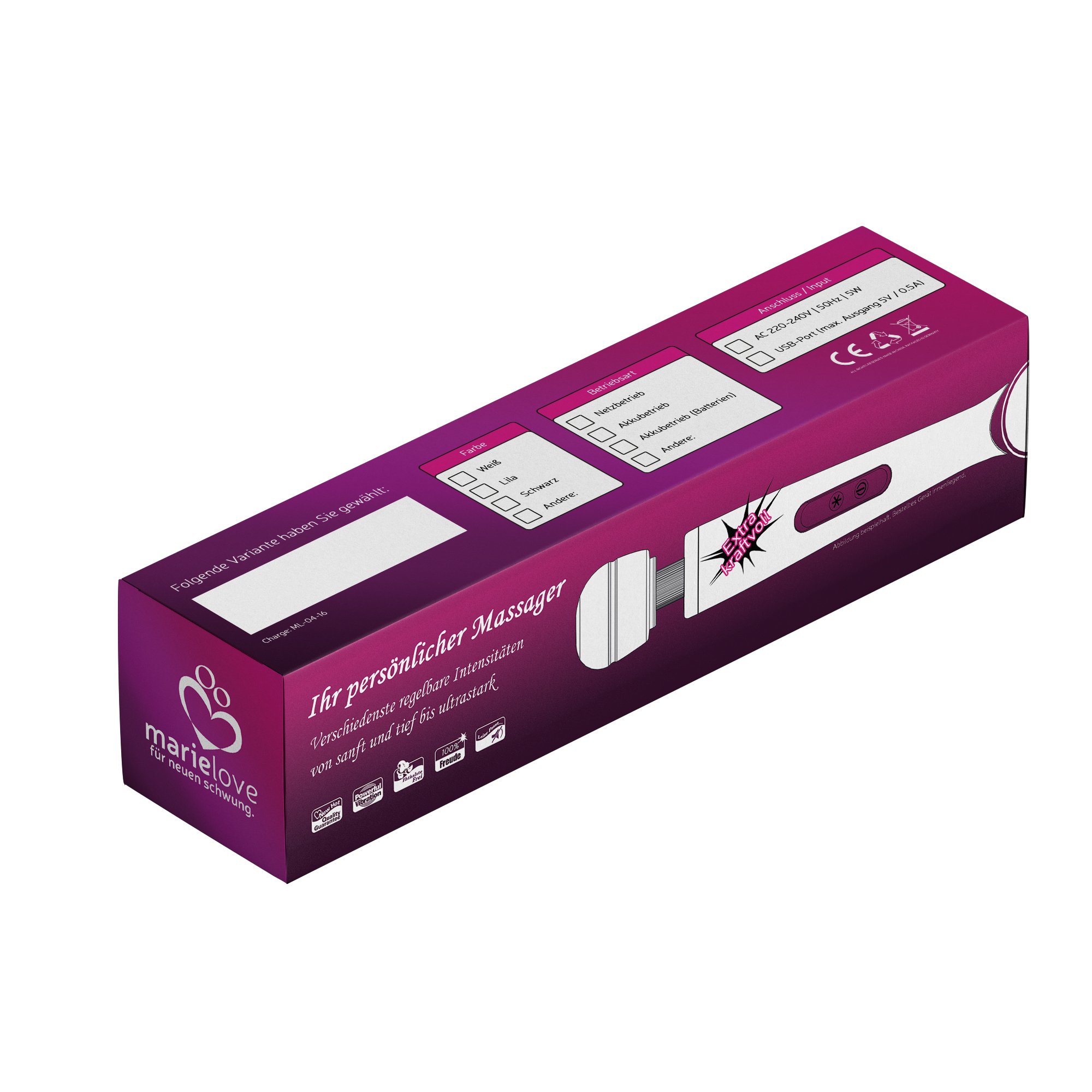 Marielove Magic Wand - Massaggiatore regolabile senza livelli preimpostati, con funzione di pettegolezzo, colore: Viola