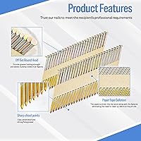 Vista 3 de meite Clavos de marco de 30 grados de 3 pulgadas x 0.120 pulgadas, clavos de papel para pistola clavadora de enmarcar de 30 a 34 grados, clavos