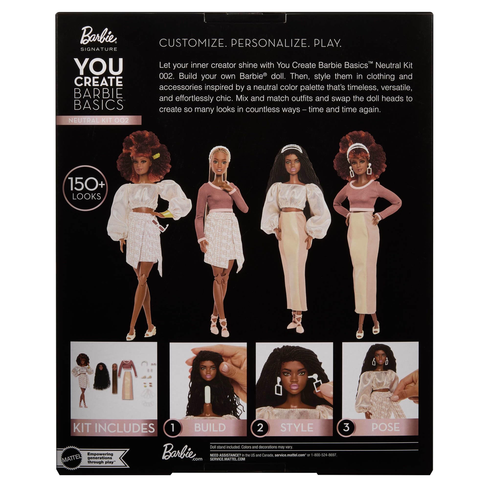 Barbie Basics You Create Neutral Kit 002 mit individuell gestaltbarer Modepuppe und Mode in universeller Passform, beweglichem Körper und austauschbarem Kopf, JJX36