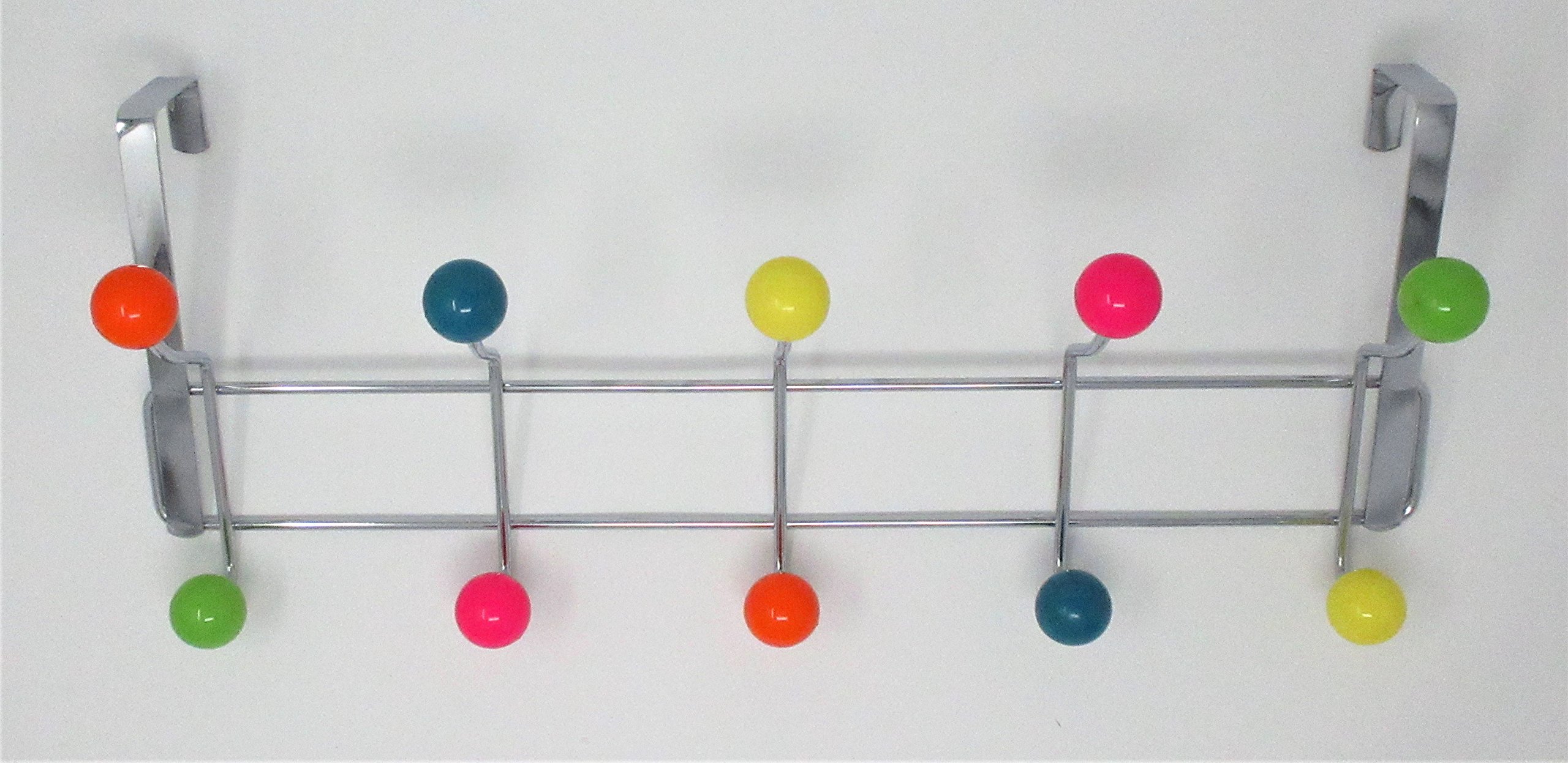 Dwd Yellow,Orange,Chrome,Pink (Tm) 10 Hook Over Door Hanger, Multi-Coloured