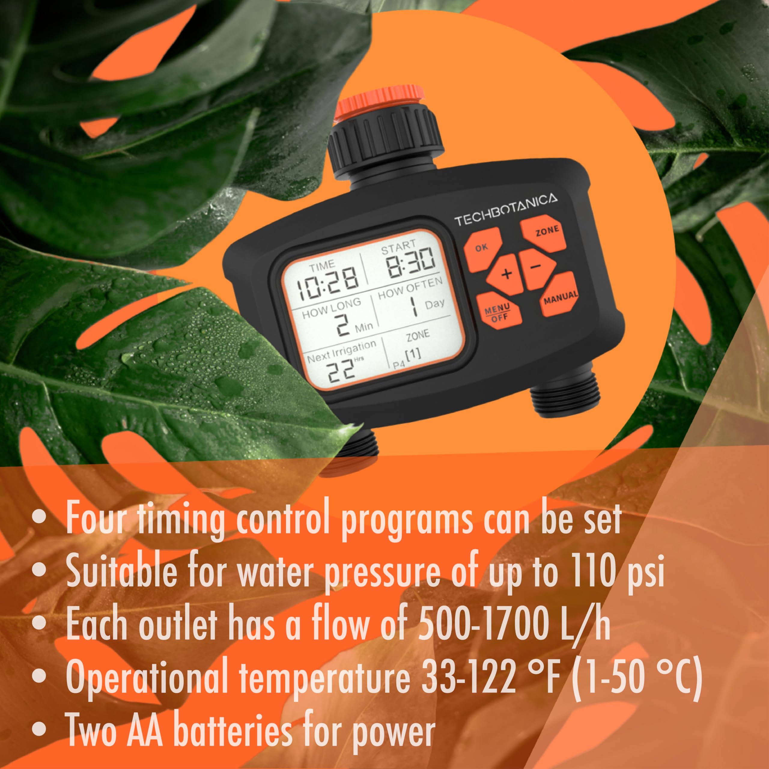 Timer wody do węża ogrodowego, automatyczny system nawadniania, ręczne nawadnianie, automatyczne nawadnianie, wodoodporny i trwały, z dużym ekranem LCD