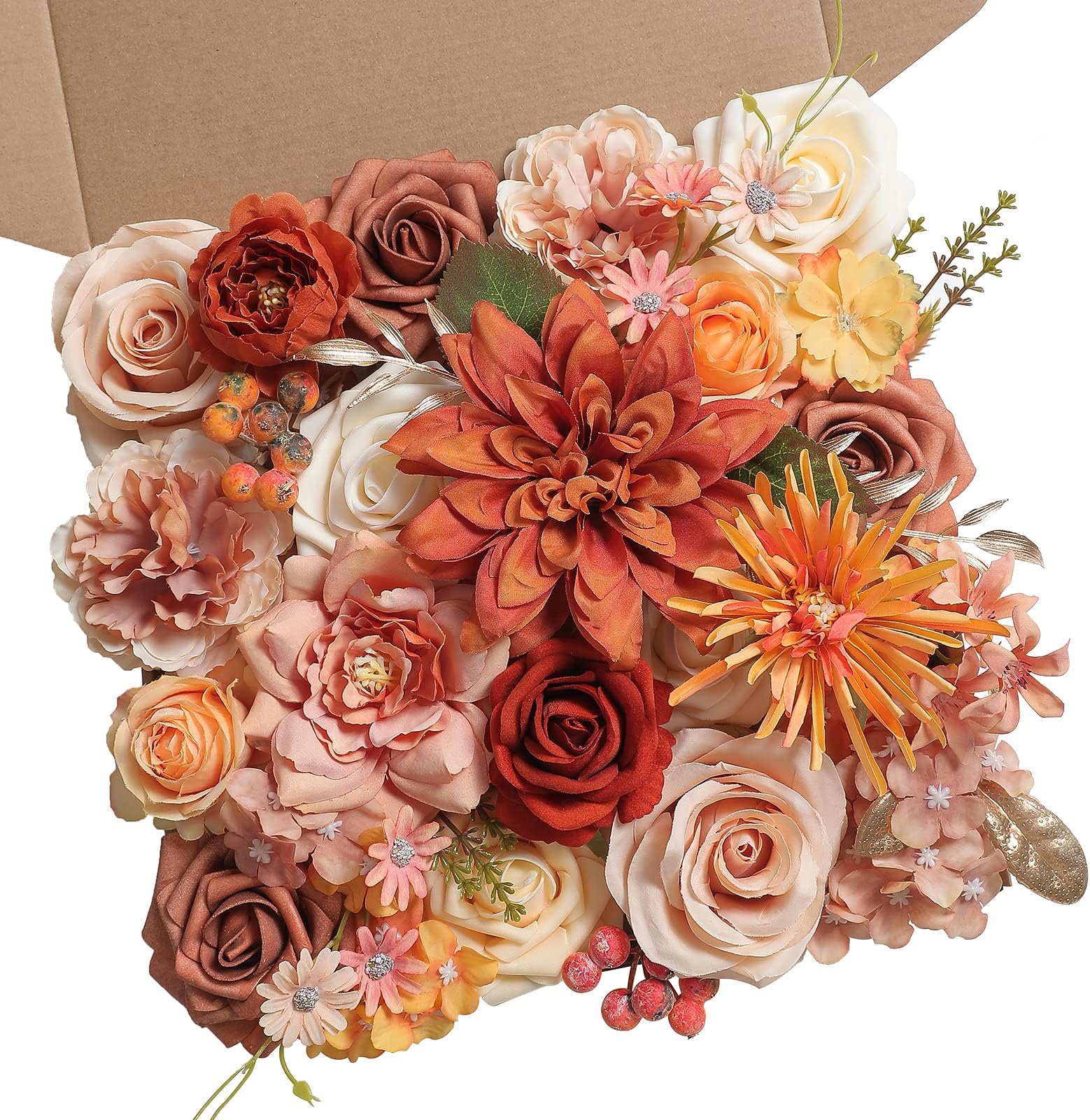 Serra Flora Artificial Flowers Combo Box Set Faux Flowers Bulk Flower Leaf with Stems for DIY Wedding Bouquets Centerpieces Baby Shower Party Home Decorations