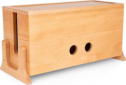 Miniatura 11 de Caja de organización de cables extra grande, caja oculta de cables de madera y organizador para regleta de alimentación, cables de TV y Acacia