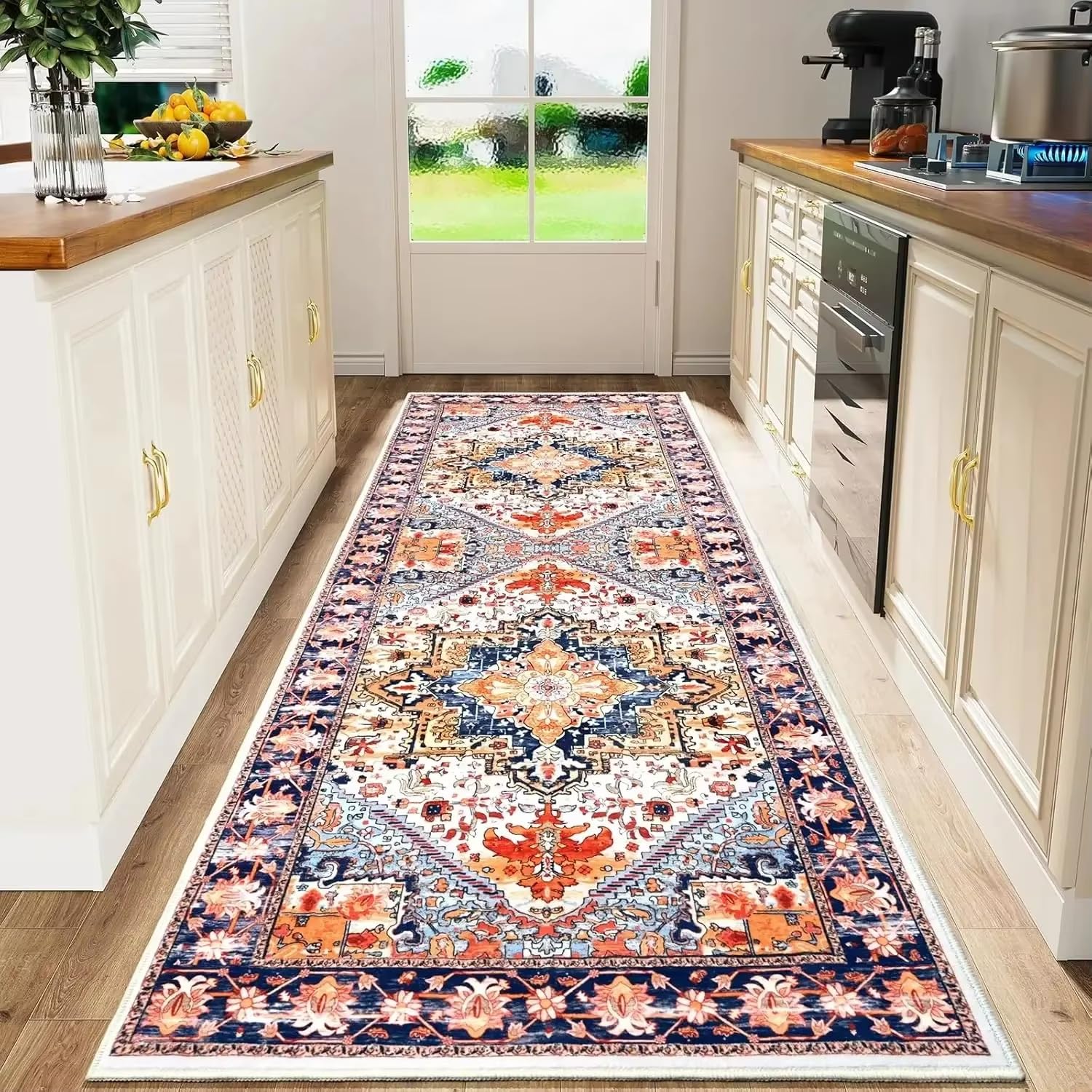Alfombra larga vintage de 70 x 150 cm lavable y antideslizante para pasillo y decoración