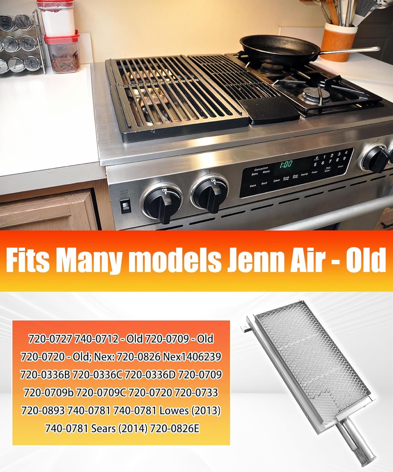 BBQ Grill Ceramic Infrared Side Sear Zone Burner Replacement Part Compatible with Jenn Air/Nexgrill/Kitchenaid Nex 720-0720 740-0781 NXG20001486A0