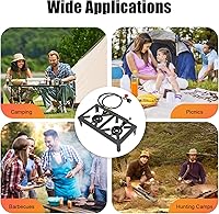 Vista 6 de Estufa de campamento de propano de doble quemador, 8000 W, hierro fundido negro, 18.9 x 9.84 pulgadas, con manguera reguladora para camping