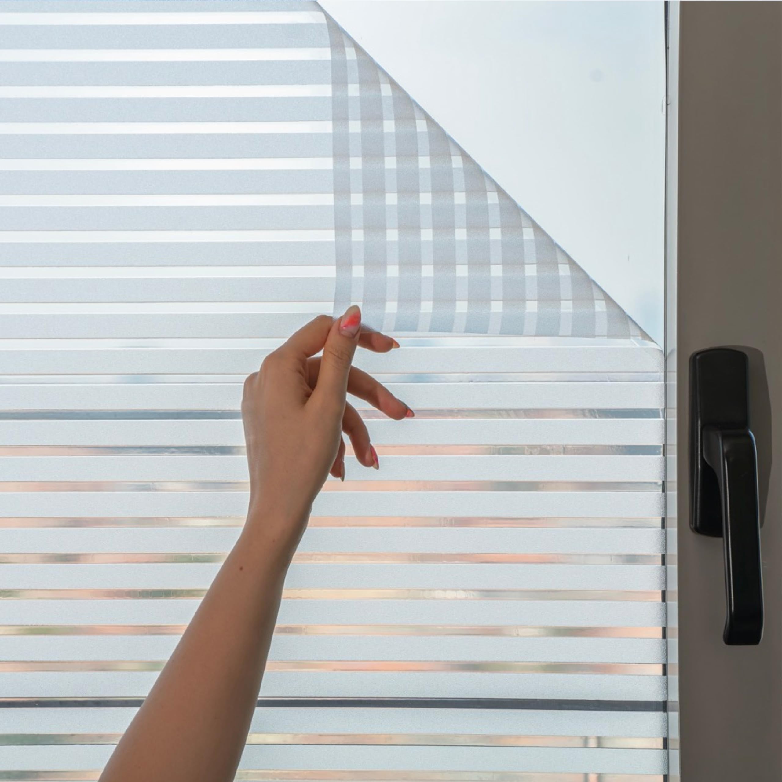 MARAPON® Window Privacy Film Striped [23.6x78.7 Inch] incl. eBook with Professional Tips - Window Film with Static Adhesion - Frosted Glass Film - Opaque self-Adhesive Window Film