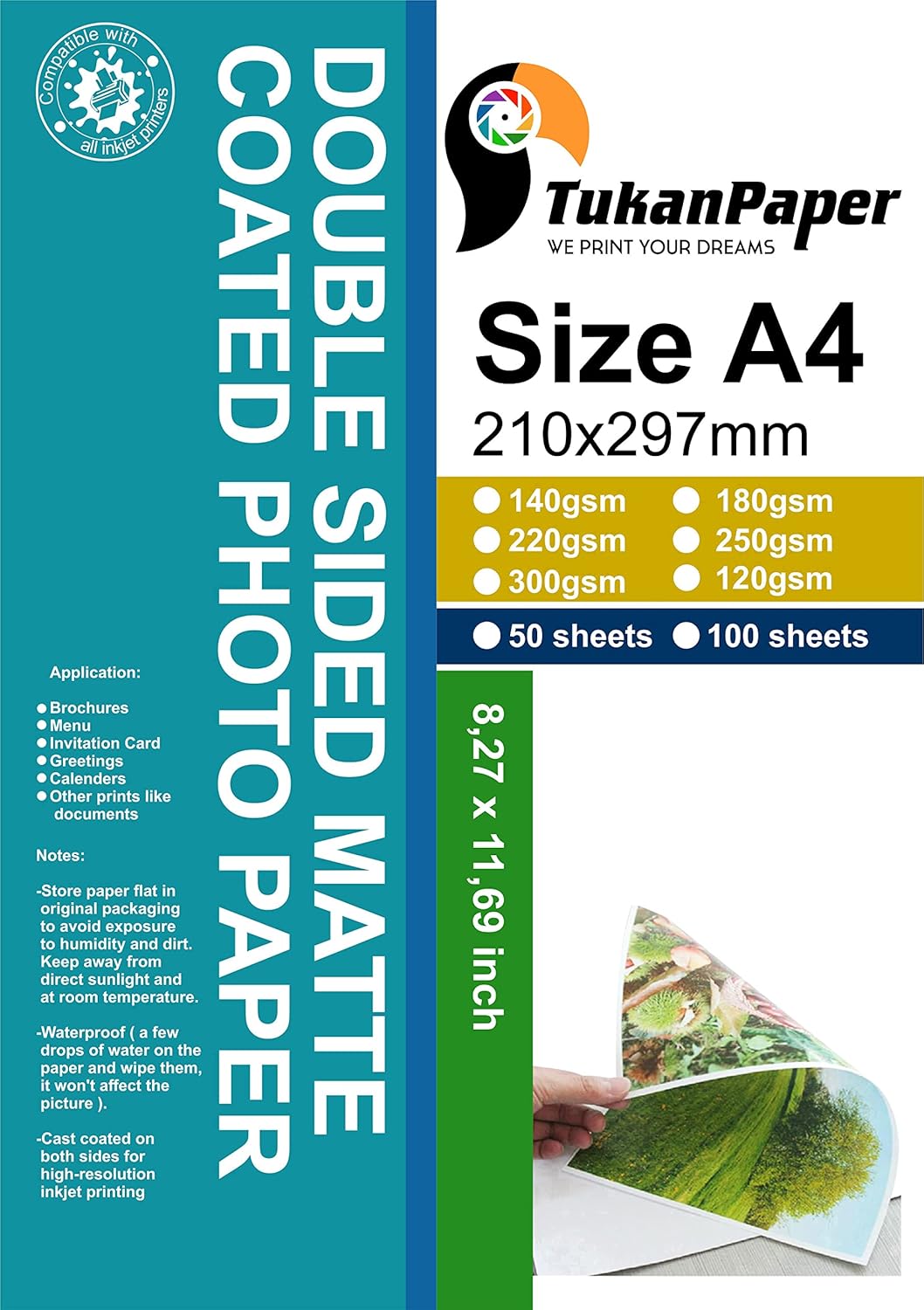 Double sided matte all Inkjet printer Photo Paper 8.3"x11