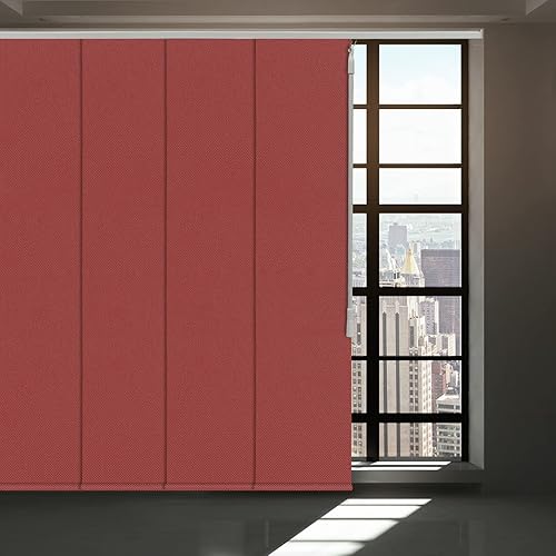 Miniatura 14 de Persiana opaca sin cordón, con panel deslizante de 4 o 6 rieles para ventana corrediza y puerta de patio, cortina de tela tejida, azul lago