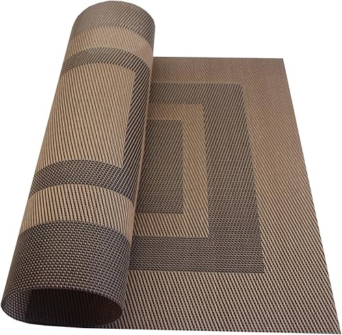 Miniatura 309 de PIGCHCY Juego de 6 manteles individuales beige de vinilo PVC duraderos para mesa de comedor, manteles individuales resistentes al calor, Beige -