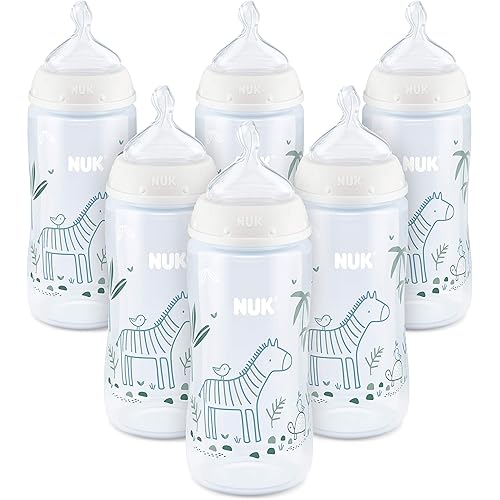 NUK Smooth Flow Anti Colic Baby Bottle, 10 oz, 6 Pack