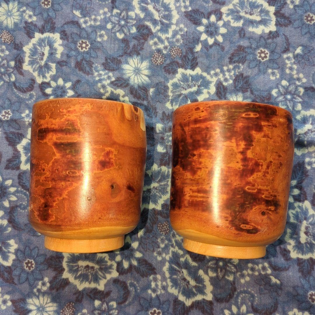 伝統工芸諸星くりもの 銘木桜の器 湯飲み 2個セット