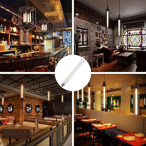 Miniatura 7 de Bombillas de tubo LED, bombilla tubular de filamento LED T10 estilo Edison, bombilla LED antigua regulable de 12 W, base E26, vidrio transparente,