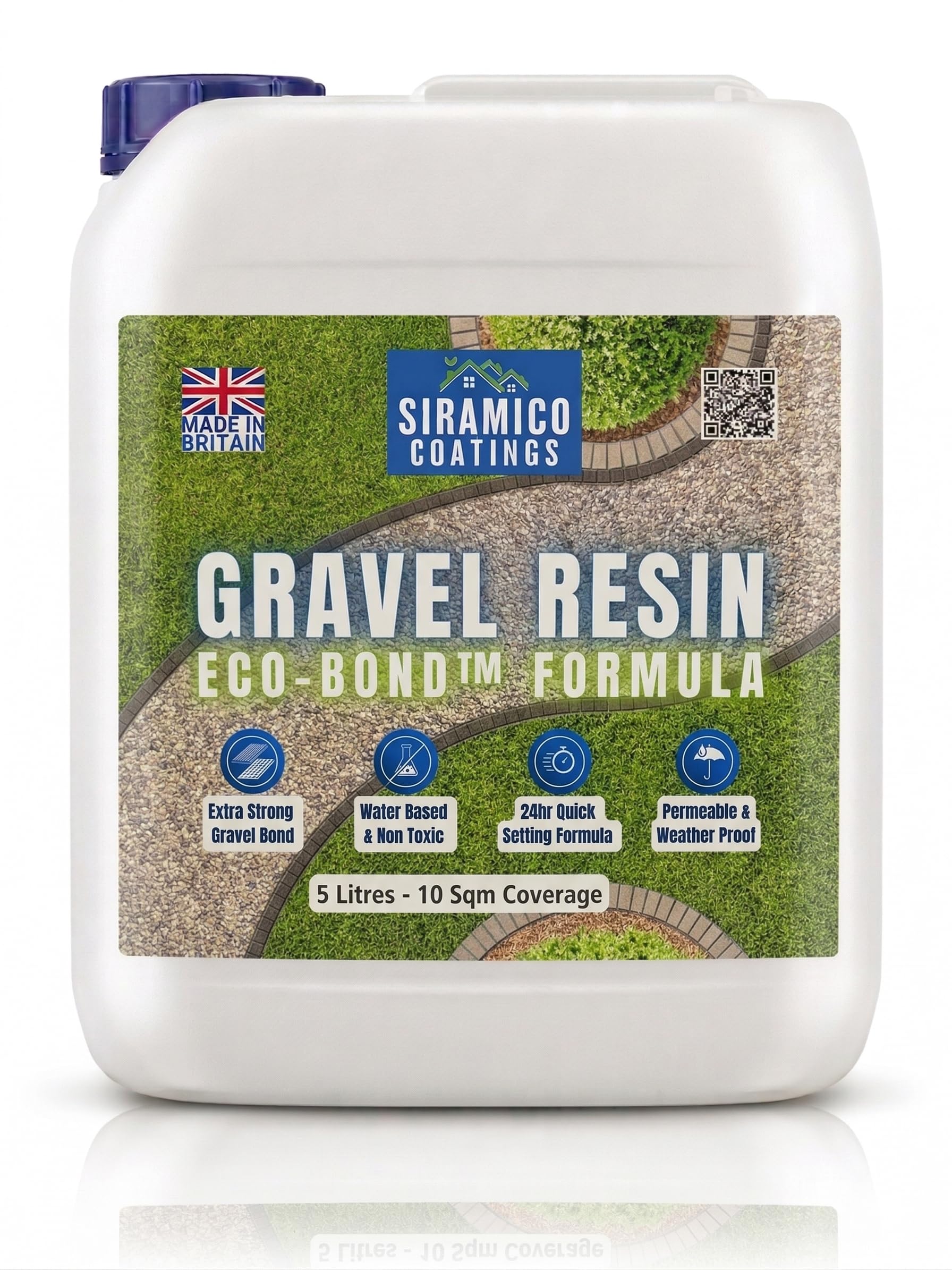 GRAVEL RESIN ECO-Bond™ | 5 litres | Premium Glue Binder Holder for Gravel, Stone, Bark, Rubber & Mulch for Landscaping Borders, Patios & Garden Paths. Non Toxic & Pet Friendly