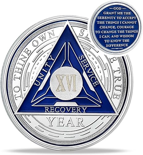 Miniatura 319 de Moneda de sobriedad de triángulo de recuperación de 2 años – Monedas de plata con número romano NA AA – 1-40 fichas y medallones NA/HA/AA Prime – 02