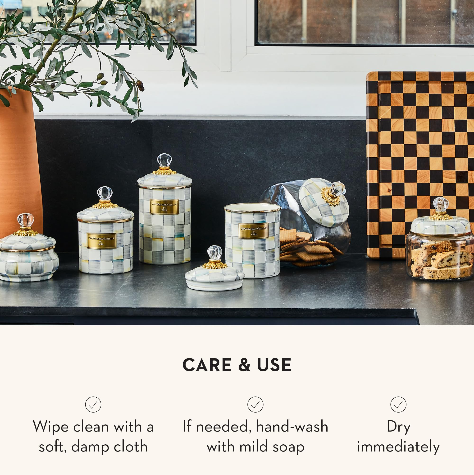 Amazon.com: MACKENZIE-CHILDS Enamel Canister Set, Small (38 oz