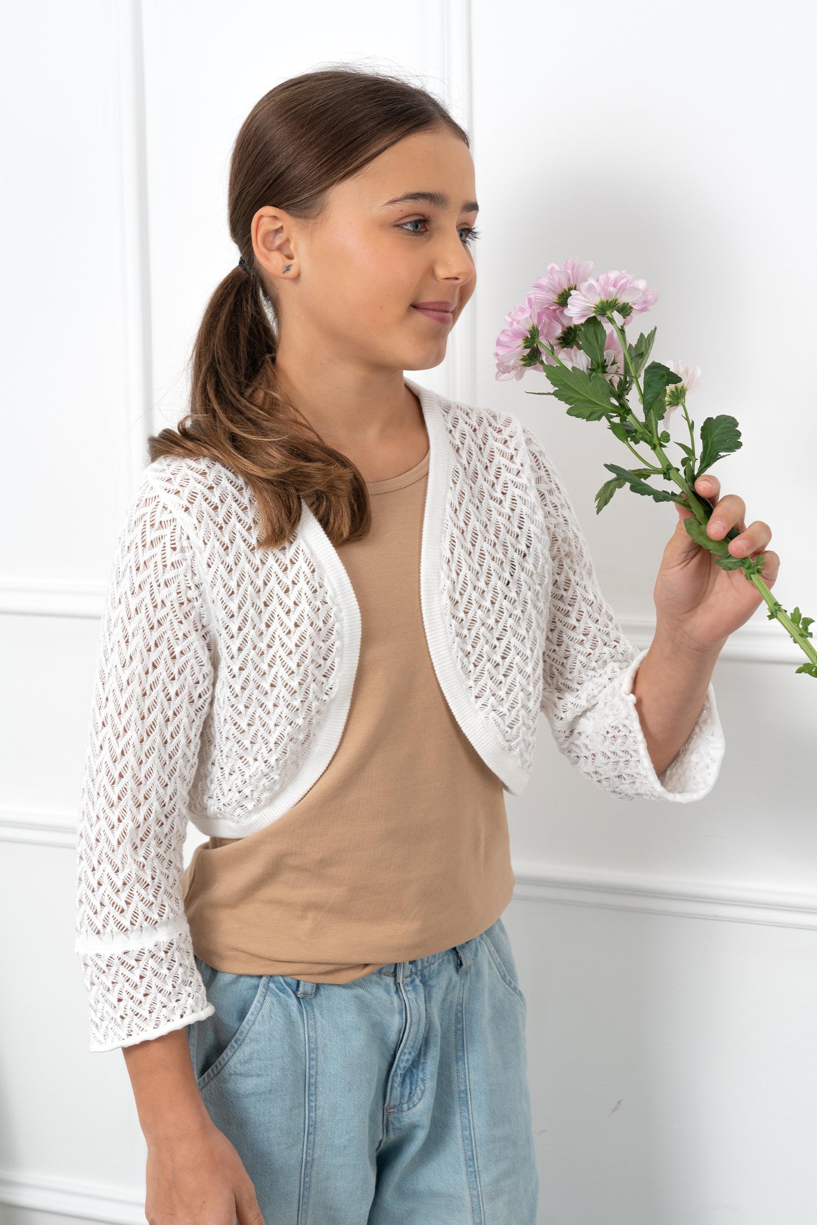 Bolerose Chicas Manga Larga Chaqueta de Punto Suelto Torera Niñas