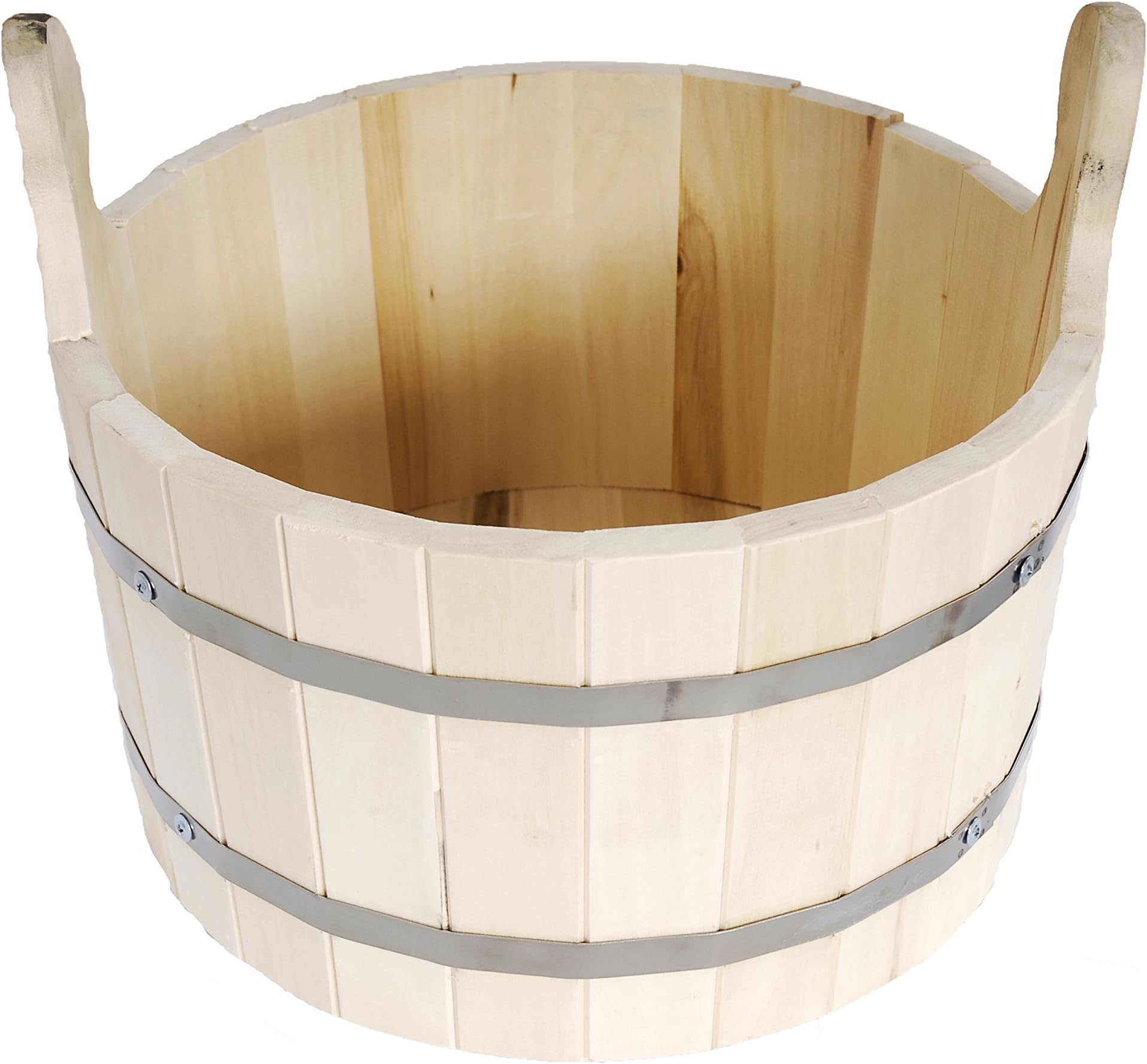 Large Natural Wooden Bucket - 15 Liters - for Sauna, Russian Banya or Decoration - Made in Siberia (Russia)
