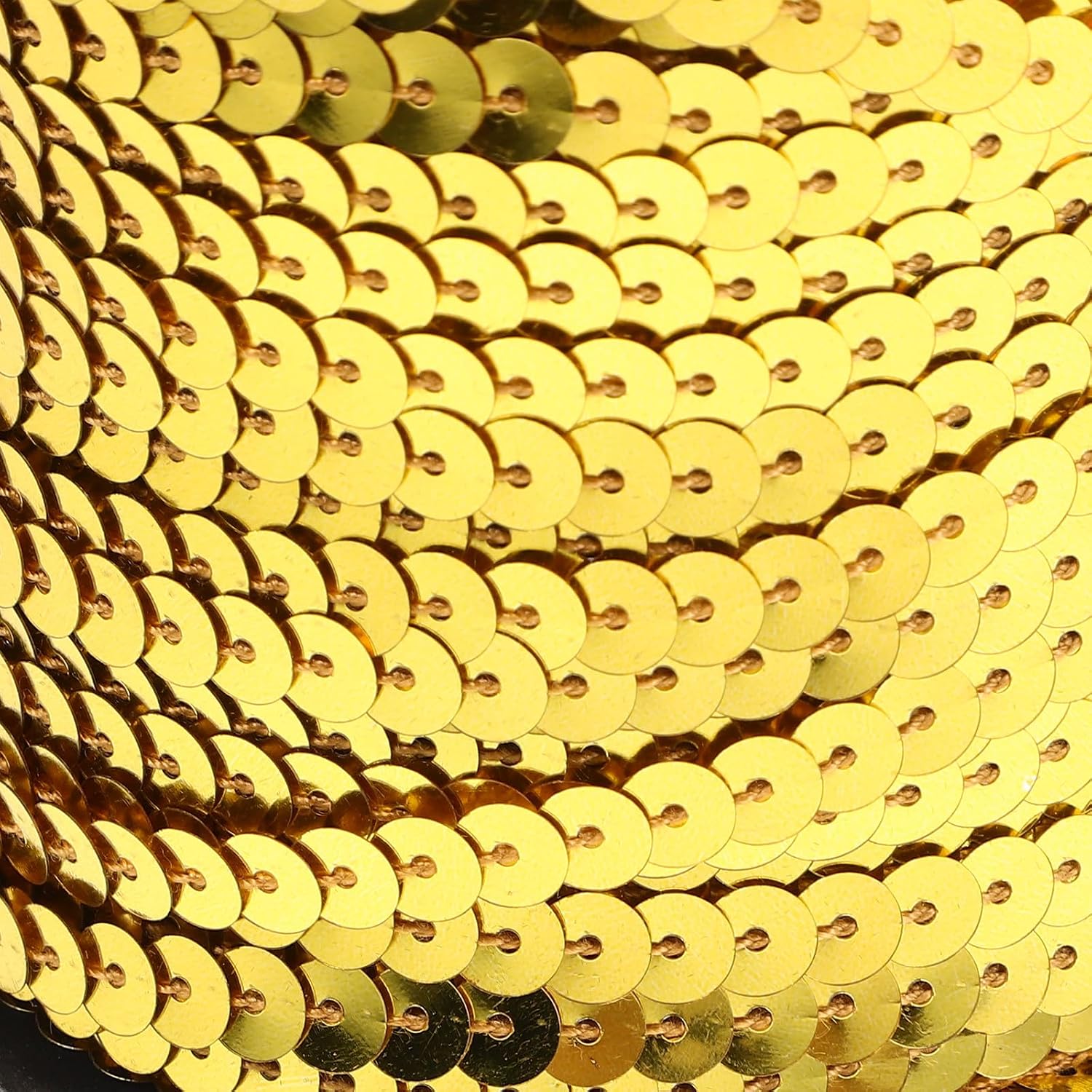 Gold 6mm Flat Sequin Strip Roll 100 Yards Sequin Trim for Tassel Fringe DIY Crafts and Sewing Embellishment Metallic Gold Flat for Costume and Holiday Decoration