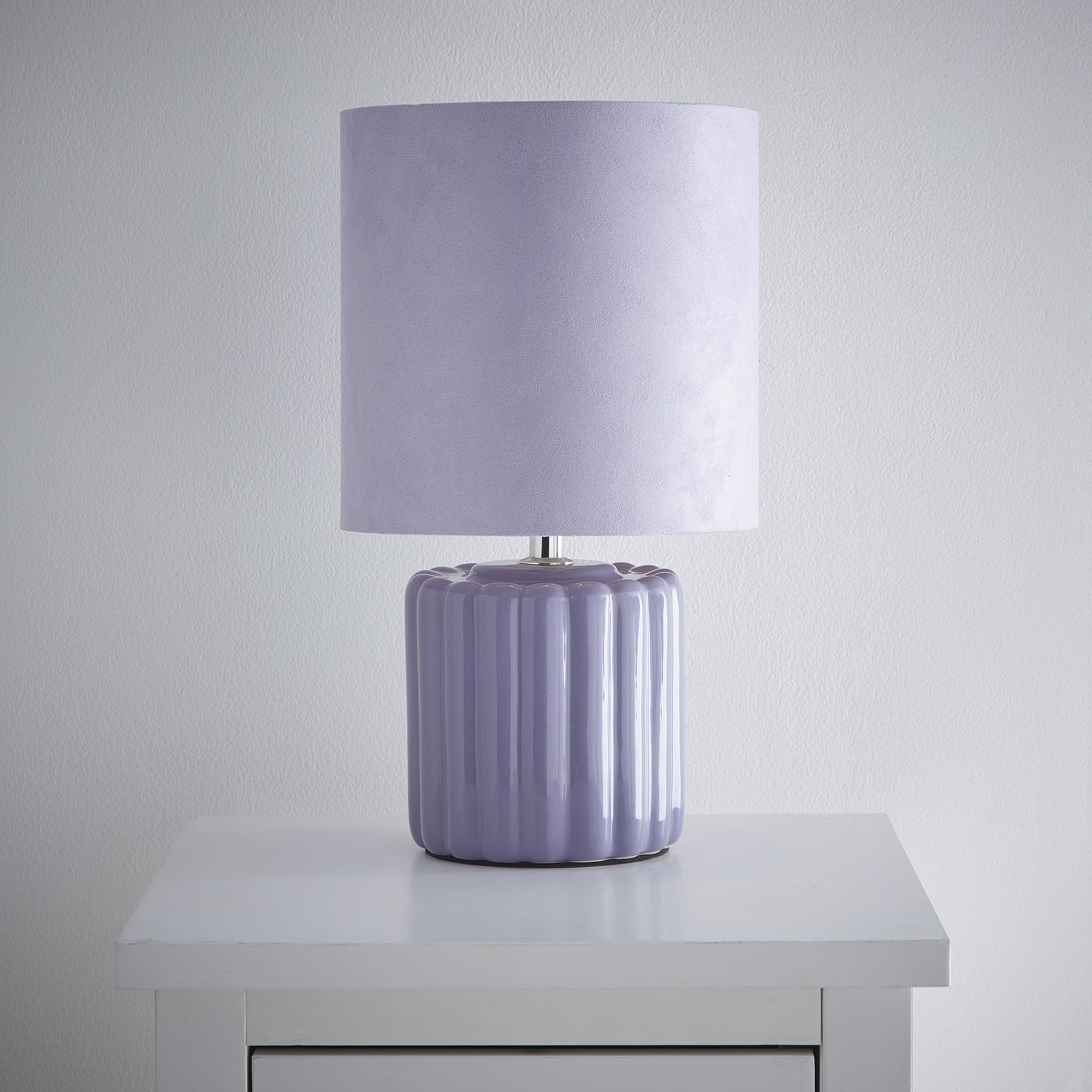 Zoe Lilac Ceramic Table Lamp with Matching Velvet Shade