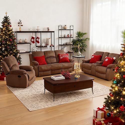 Juego de sofá reclinable manual, juego de sofá reclinable de microfibra, moderno juego de muebles de sala de estar, sillón reclinable para sala de