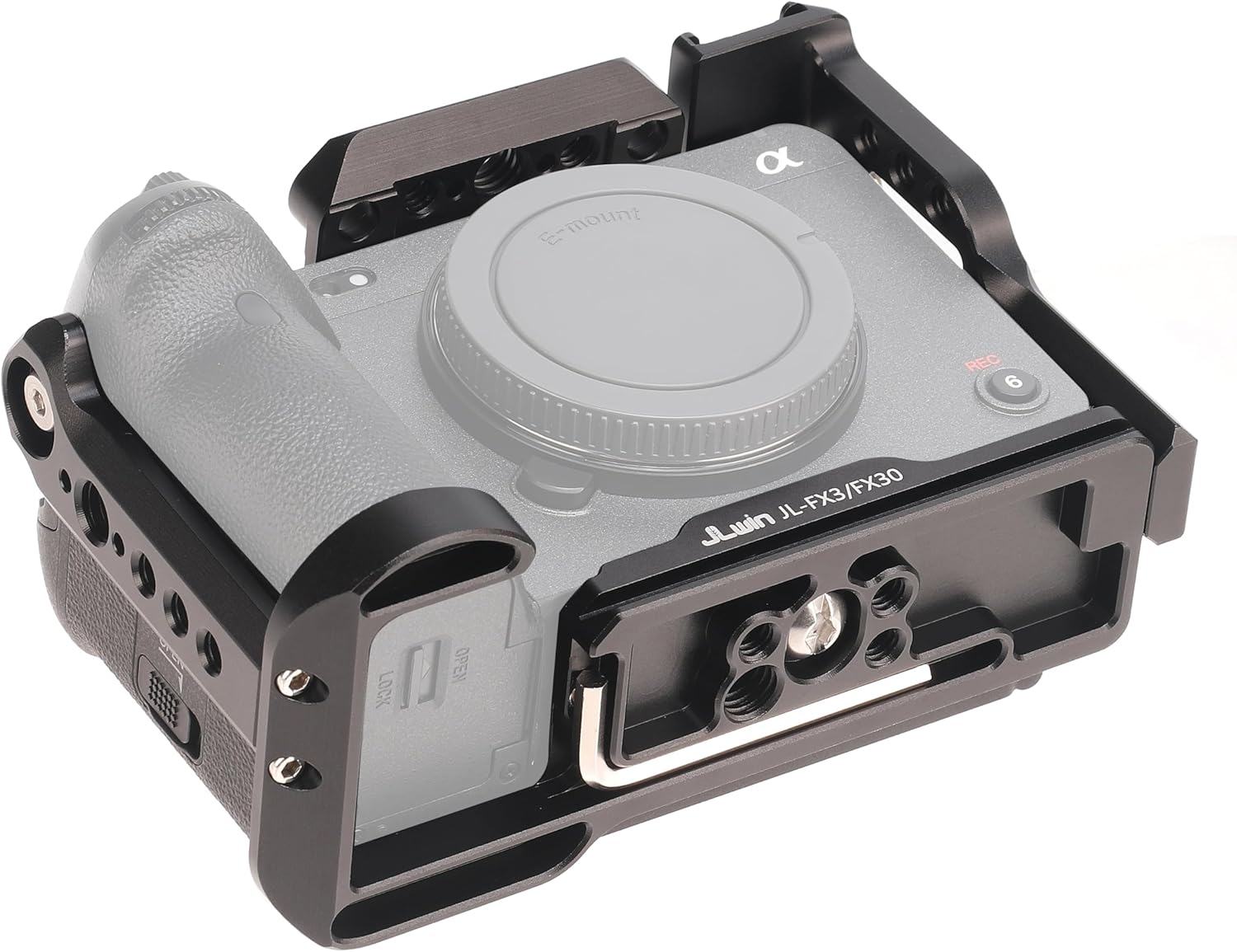 Hersmay FX30 Camera Cage with NATO Rail Top Plate for Sony FX3 FX30 ILME-FX30 Camera Accessories 1/4" 3/8" Hole Arca Swiss