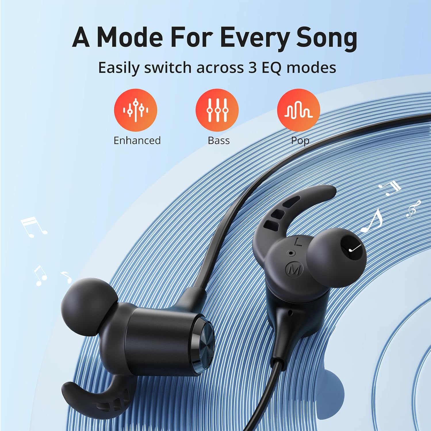 Wireless Headphones, Bluetooth 5.2 Stereo aptX Wireless Earbuds Bass Bluetooth Earbuds Bulit-in Mic with 16H Playtime, Magnetic, IPX7 Waterproof Perfect for Sport, Gym, Normal, Dark Pitch - Image 6