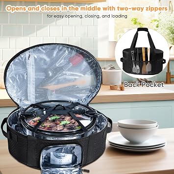 BAGSPRITE Insulated Slow Cooker Carrying Bag for 6-8 Quart Crock Pot