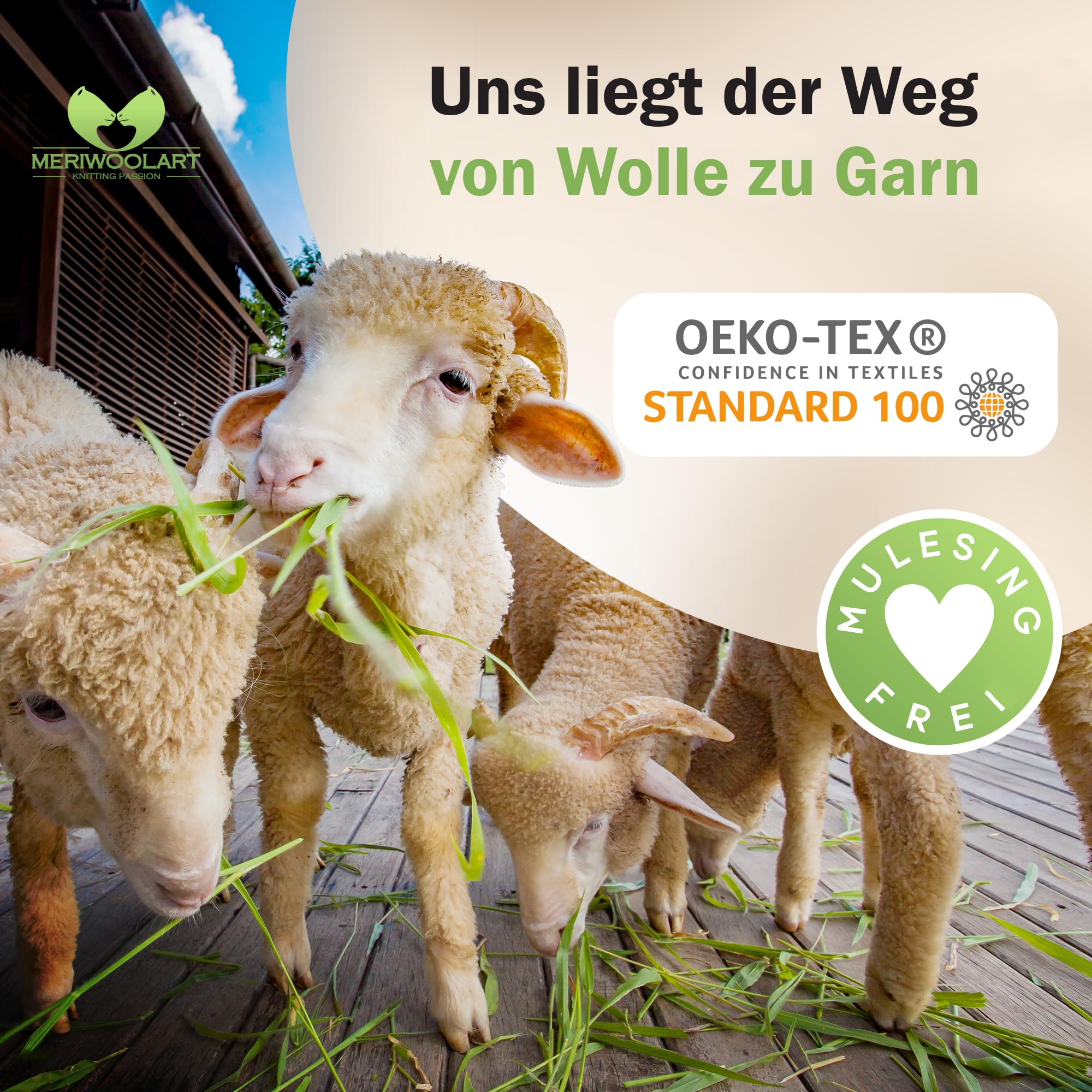 MeriWoolArt® XXL Merino Wolle Garn 100% Schurwolle (4-5cm Stärke), Extra Dicke Filzwolle für Trocken- & Nassfilzen, Armstricken, DIY Decke für Baby & Erwachsene – 1kg